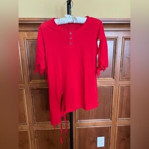 Yohji Yamamoto Top with Asymmetric Hemline Red Size S (2 Japanese)